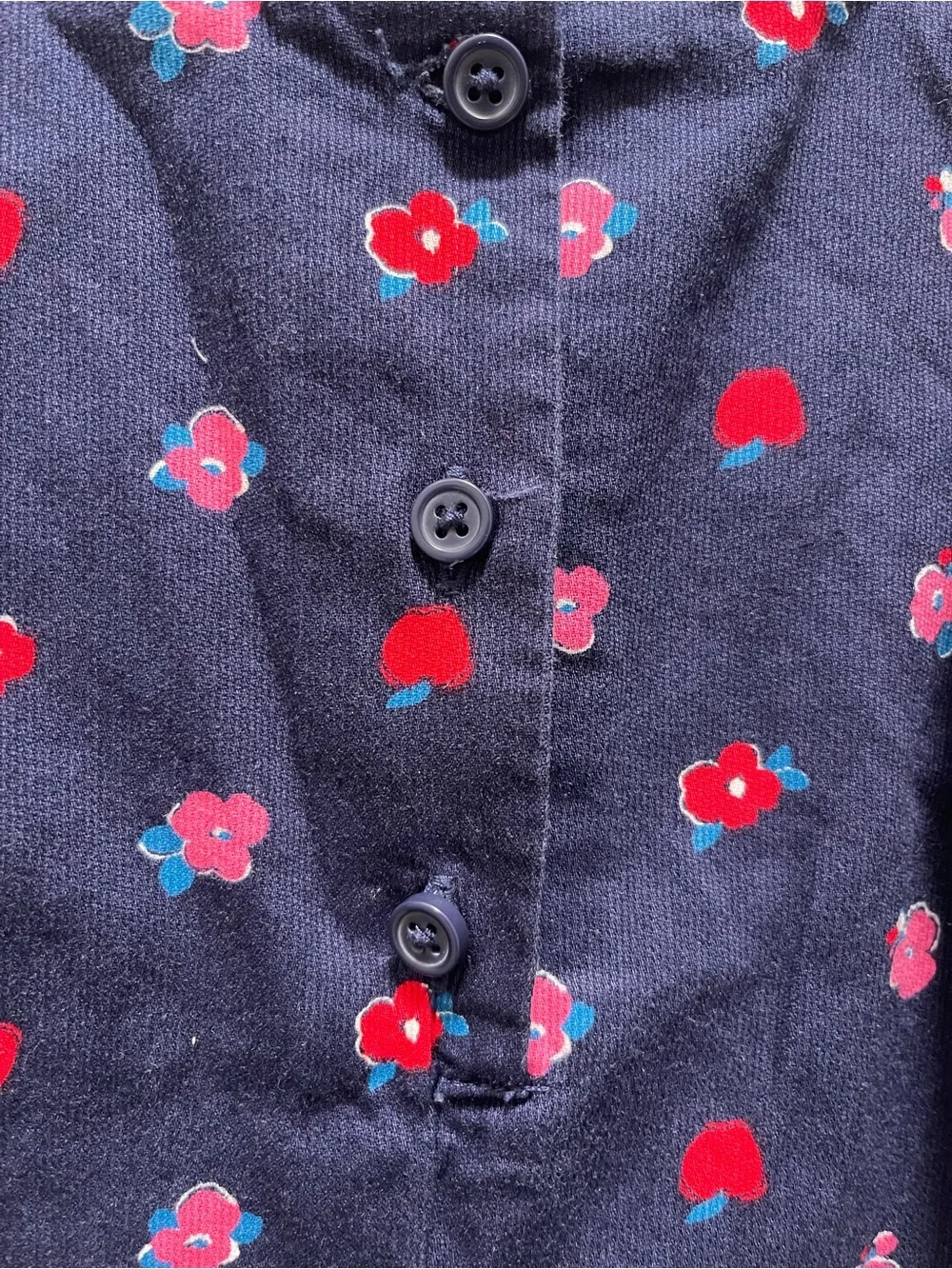 Vintage Gymboree 6-12M Baby Girl Navy Corduroy Floral Apple Overalls Romper